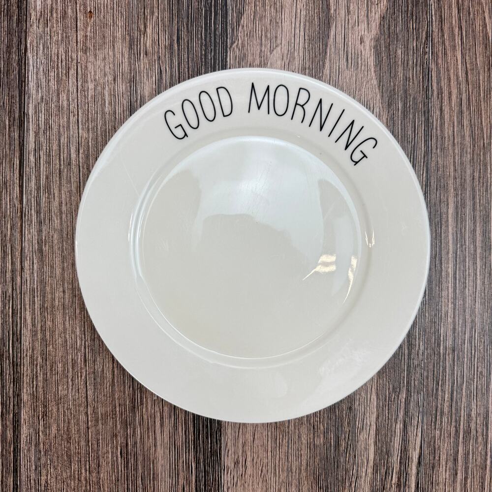 8" White Ceramic Plate – GOOD MORNING Breakfast Dish